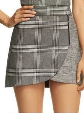 Alice + Olivia Lenon Zip Grey Plaid Mini Skirt